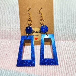 Resin Geometric Rectangular earrings Handmade New